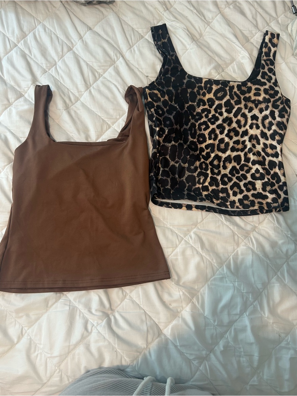 Brown Square-Neck Tank Top - Women's Basic Crop